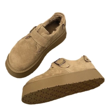 Birkenstock Cotton Giày Nữ Mùa Đông Lông Cừu Đế Dày Tăng Chiều Cao Bốt Tuyết