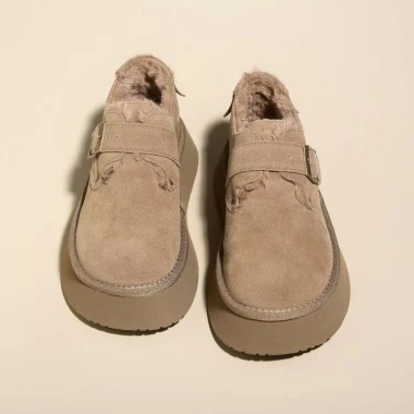 Birkenstock Cotton Giày Nữ Mùa Đông Lông Cừu Đế Dày Tăng Chiều Cao Bốt Tuyết