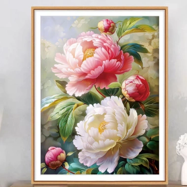 Blooming Hoa Mẫu Đơn Chữ Thập Chỉ Thêu Thêu Tay Kit DIY Phong Cách Mới 2.025