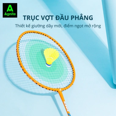 Bộ 2 vợt cầu lông Deli cán liền mẫu mới - màu cam, tặng 2 cầu + túi đựng, ER302