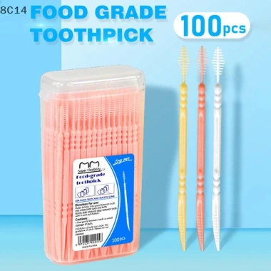 Bộ 200 chiếc bàn chải kẽ răng hai lỗ và tăm đánh bóng chăm sóc răng miệng