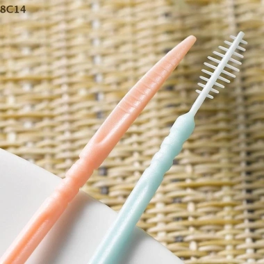 Bộ 200 chiếc bàn chải kẽ răng hai lỗ và tăm đánh bóng chăm sóc răng miệng