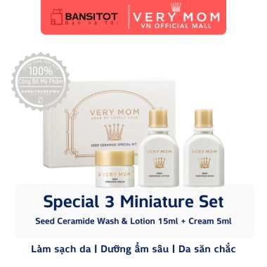 Bộ 3 Mini Seed Ceramide Very Mom - Làm sạch, săn chắc, duy trì ẩm cho bé