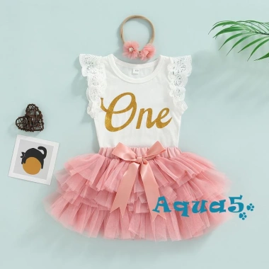 Bộ 3 Món Áo Liền Quần, Chân Váy, Băng Đô Ren Thời Trang Bé Gái - Giá 187k 2