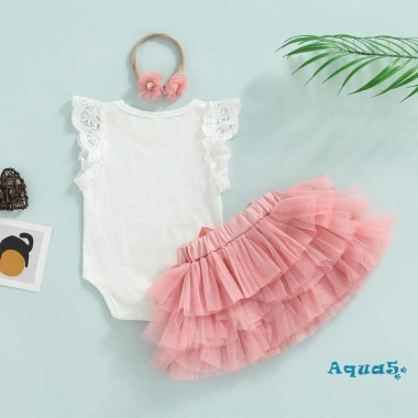 Bộ 3 Món Áo Liền Quần, Chân Váy, Băng Đô Ren Thời Trang Bé Gái - Giá 187k 5