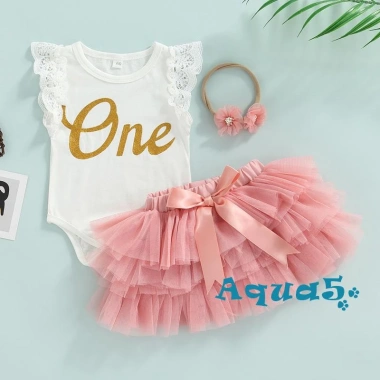 Bộ 3 Món Áo Liền Quần, Chân Váy, Băng Đô Ren Thời Trang Bé Gái - Giá 187k 9