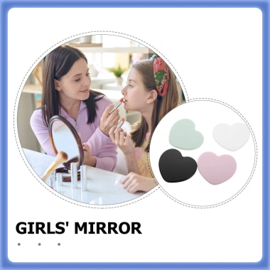 Bộ 4 Gương Mini Hình Trái Tim Nhựa Di Động, Gương Trang Điểm Bé Gái Đa Màu, Nhỏ Gọn, Giá Ưu Đãi