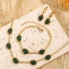 Bộ 4 Trang Sức Kim Cương Giả Xanh Vintage - Vòng Cổ Choker, Vòng Tay, Bông Tai - Sang Trọng, Phù Hợp Tiệc - 136.400₫ 4