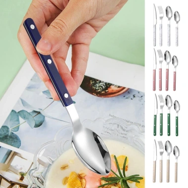 Bộ 4X Thép Không Gỉ Pháp Flatware cho Nhà Hàng – Muỗng, Nĩa, Dĩa, Cắt – 189.200₫