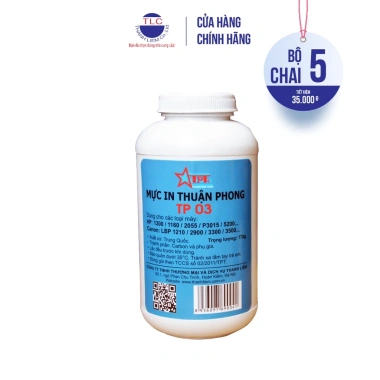 Bộ 5 chai mực Thuận Phong TP03 170g – In rõ nét, ít thải, tương thích HP & Canon, giảm còn 237.000₫