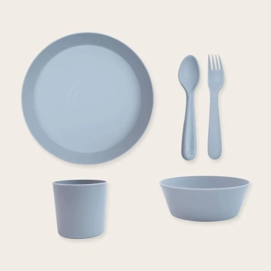 Bộ 5 món dụng cụ ăn dặm cho bé - Bát Đĩa Cốc Thìa Nĩa pastel Kinni, Made in Việt Nam, an toàn, giảm giá 350.000₫