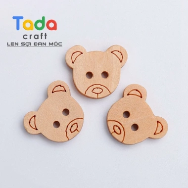 Bộ 5 nút gỗ mini hình mặt gấu xinh xinh – giá 11.000₫, phụ kiện dễ thương