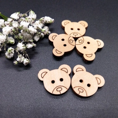 Bộ 5 nút gỗ mini hình mặt gấu xinh xinh – giá 11.000₫, phụ kiện dễ thương