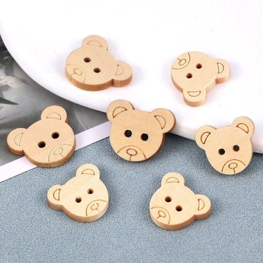 Bộ 5 nút gỗ mini hình mặt gấu xinh xinh – giá 11.000₫, phụ kiện dễ thương
