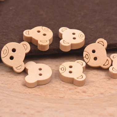 Bộ 5 nút gỗ mini hình mặt gấu xinh xinh – giá 11.000₫, phụ kiện dễ thương