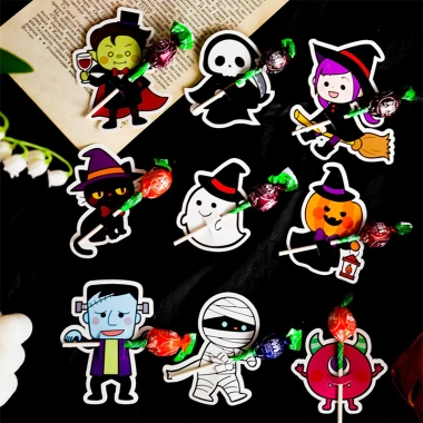 Bộ 50 Thẻ Giấy Halloween Hình Ma Bí Ngô, Kẹo & Kẹo Mút - Chỉ 56.100₫