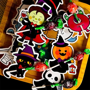 Bộ 50 Thẻ Giấy Halloween Hình Ma Bí Ngô, Kẹo & Kẹo Mút - Chỉ 56.100₫