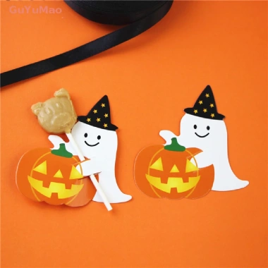 Bộ 50 Thẻ Giấy Halloween Hình Ma Bí Ngô, Kẹo & Kẹo Mút - Chỉ 56.100₫