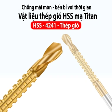Bộ 6 mũi khoan tháp đa năng TAYO HSS mạ Titan Siêu bền cưa thép gió giảm giá 46k