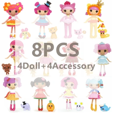 Bộ 8 Búp Bê Lalaloopsy Mini 8cm + Thú Cưng Phụ Kiện - Đồ Chơi Thời Trang Trẻ Em