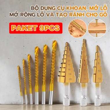 Bộ 9 món khoan cưa đa năng 6 mũi và 3 lục giác chùa kim cương Giá chỉ 55.000đ