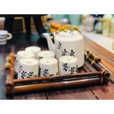 Bộ ấm trà gốm sứ Bát Tràng cao cấp vẽ tay, set tích trà 1.5l Giá ưu đãi 590.000