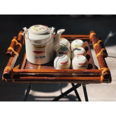 Bộ ấm trà gốm sứ Bát Tràng cao cấp vẽ tay, set tích trà 1.5l Giá ưu đãi 590.000