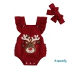 Bộ áo liền quần bé gái 2 mảnh Aqua Christmas, tay áo bay, thêu nai sừng tấm, kèm băng đô - Giá ưu đãi 192k 10