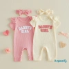Bộ áo liền quần bé gái Aqua-Baby thêu tay ngắn có băng đô - Trang phục mùa hè