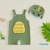 Bộ áo liền quần bé trai Aqua-Baby thêu bụng khủng long không tay có mũ sơ sinh 187k