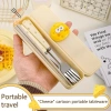 Bộ Ba Món Thép Không Gỉ: Thìa Phô Mai, Nĩa Lúa Mì, Chop Di Động Cho Học Sinh - Giá Ưu Đãi 49.830₫
