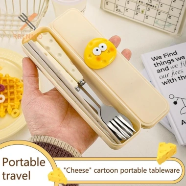 Bộ Ba Món Thép Không Gỉ: Thìa Phô Mai, Nĩa Lúa Mì, Chop Di Động Cho Học Sinh - Giá Ưu Đãi 49.830₫