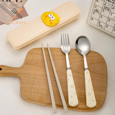 Bộ Ba Món Thép Không Gỉ: Thìa Phô Mai, Nĩa Lúa Mì, Chop Di Động Cho Học Sinh - Giá Ưu Đãi 49.830₫