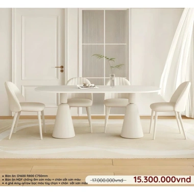 Bộ bàn ăn gỗ chân sắt sơn - 4 ghế Seashell Giá ưu đãi 9,5 triệu giảm tới 2,4 triệu 2