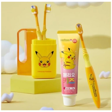 Bộ bàn chải Perio Kids Step 3 Pikachu Squirtle My Melody + kem + hộp du lịch cho bé 6+ Hàn Quốc 2