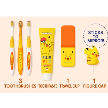 Bộ bàn chải Perio Kids Step 3 Pikachu Squirtle My Melody + kem + hộp du lịch cho bé 6+ Hàn Quốc 4