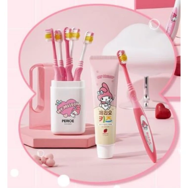 Bộ bàn chải Perio Kids Step 3 Pikachu Squirtle My Melody + kem + hộp du lịch cho bé 6+ Hàn Quốc 7