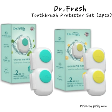 Bộ bảo vệ bàn chải Dr.Fresh 2 cái Bạc hà & Chanh, hộp vệ sinh không pin Hàn Quốc, giá ưu đãi