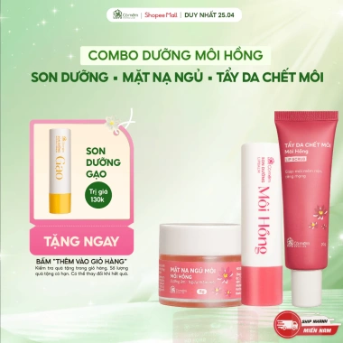 Bộ chăm sóc môi giảm thâm, dưỡng mềm hồng 3 món: tẩy da chết, son dưỡng, mặt nạ ngủ - chỉ 435.000₫