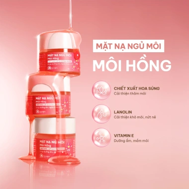 Bộ chăm sóc môi giảm thâm, dưỡng mềm hồng 3 món: tẩy da chết, son dưỡng, mặt nạ ngủ - chỉ 435.000₫