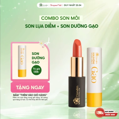 Bộ Chăm Sóc Môi Xinh Son Lụa + Son Dưỡng Cỏ Mềm - Dưỡng ẩm, Màu Tự Nhiên, Giá 348k