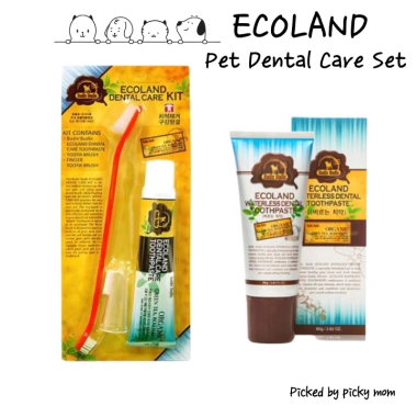 Bộ chăm sóc răng miệng ECOLAND cho chó mèo - Kem không nước + Bàn chải, Cọ ngón tay, giảm giá