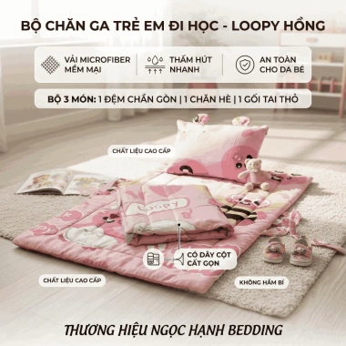 Bộ chăn ga bé đi học Ngọc Hạnh - Microfiber thoáng khí, mềm mại, giá ưu đãi 459k 6 Bộ chăn ga bé đi học Ngọc Hạnh - Microfiber thoáng khí, mềm mại, giá ưu đãi 459k 6