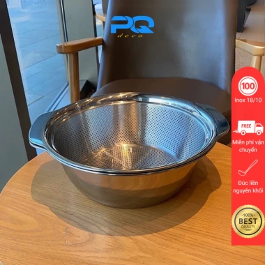 Bộ chậu rổ rửa rau củ quả inox 304 đa năng 23‑31cm - Giá chỉ 285.000₫