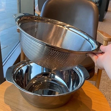 Bộ chậu rổ rửa rau củ quả inox 304 đa năng 23‑31cm - Giá chỉ 285.000₫
