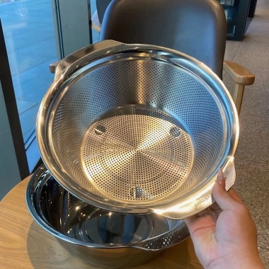 Bộ chậu rổ rửa rau củ quả inox 304 đa năng 23‑31cm - Giá chỉ 285.000₫