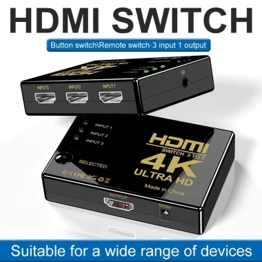 Bộ chia HDMI ZOERAX 3 trong 1 4K-60Hz 3 cổng CEC HDR 3D PC Fire TV Nintendo - 130.900₫