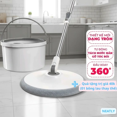 Bộ Chổi Lau Nhà NEATLY Tự Vắt Xoay 360 Cao Cấp 02 Bông Lau Vệ Sinh Nhanh