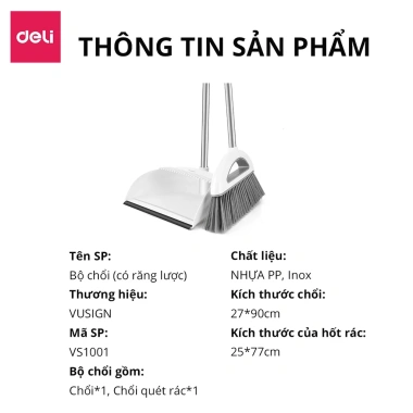 Bộ chổi quét nhà thông minh Deli - hót rác, chống mắc tóc, phù hợp mọi sàn phòng khách, ngủ, bếp, chỉ 182.000₫