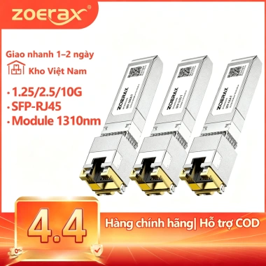 Bộ chuyển SFP+ sang RJ45 Zoerax 1.25/2.5/10G CAT6a tự động nhận tốc độ cắm là chạy 137.700₫